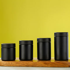 3oz/4oz/5oz/6oz Frosted Matte Black Glass Straight-Wall Wide-Mouth Jar with Lid