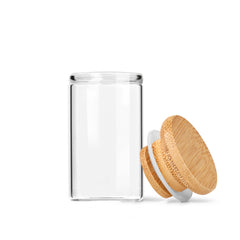 2oz Glass Storage Jar with Wooden Lid – Custom Logo Print or Etched Lid