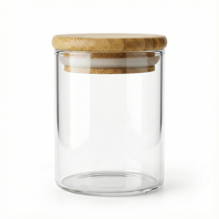 15oz Clear Glass Jar with Wood Lid – Custom Branding Available