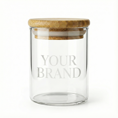 CUSTOM | 4oz Clear Glass Jar with Smell-proof Wood lid