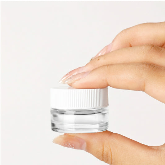 5ml Thick Glass Container with Screw White Lid for Oil, Lip Balm, Wax, Cosmetics