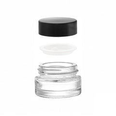 5ml Clear Thick Wall Jars w/ Black Smooth Plastic Lined Caps