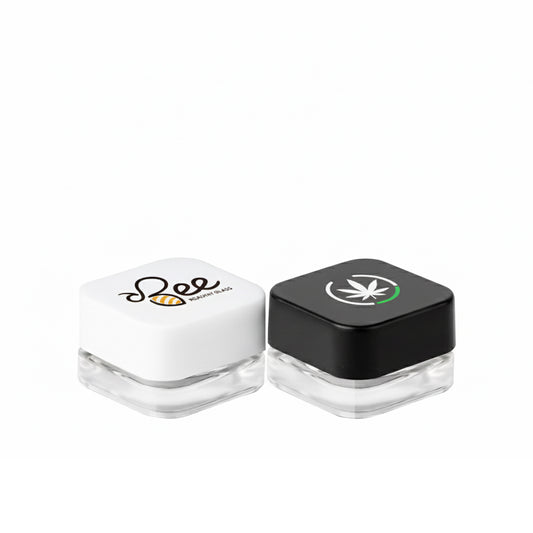 5ml Glass Square Concentrate Container with Child-Resistant White Cap Customize Printing Available