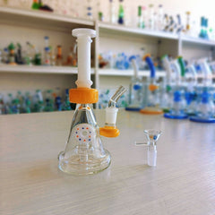 CUSTOM | 8 Inch Color-Block Donut Perc Beaker Glass Bong