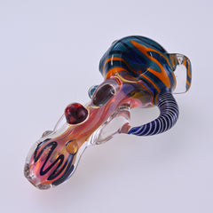 CUSTOM | 5" Glass Spoon Pipe for Dry Herb Layered Cane Glasswork