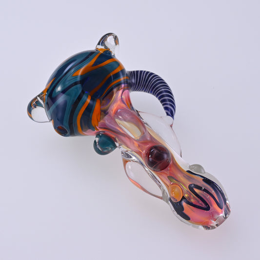 CUSTOM | 5" Glass Spoon Pipe for Dry Herb Layered Cane Glasswork