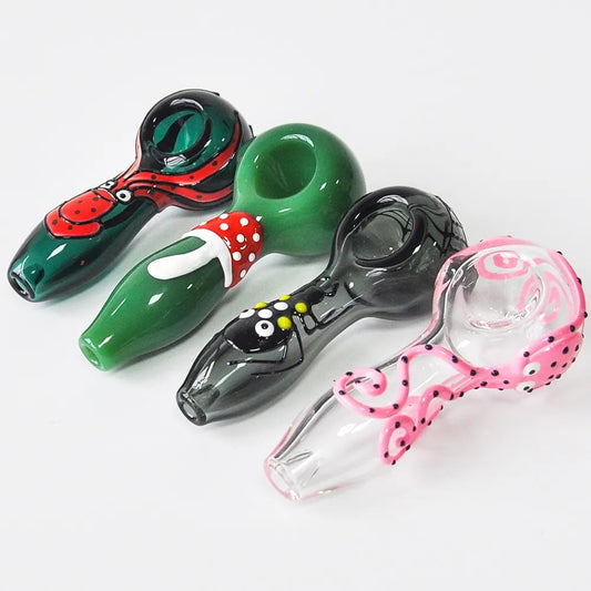 CUSTOM | 4" Spoon Pipe - High Quality Glass Hand Pipe | Water Bong Bubbler Alternative