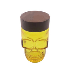 Colorful Transparent Skull-shaped Wood lid Airtight Jar