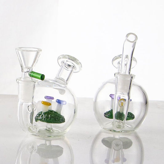 CUSTOM | 4.3" Ball Glass Bong Mushroom Filter Thick Water Pipe Bubbler W/Bowl
