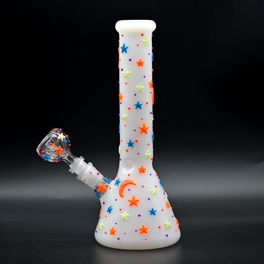 CUSTOM | 10inch Glow in the Dark Handcrafted High Quality Beaker - Glass Water Pipe