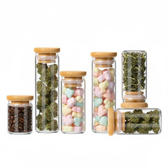 6oz Glass Jar w/ Airtight Wood Lid for Flower Packing with Customized Printing