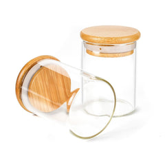 4oz Glass Storage Jar with Wooden Lid – Custom Logo Print or Etched Lid