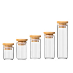 1oz/1g Stash Glass Jar with Bamboo Lid for Food Spice Flower Multiple Storage Uses