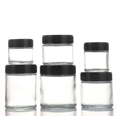 3oz Clear Glass Straight-Wall Wide-Mouth Jar with Child-Resistant Screw Lid