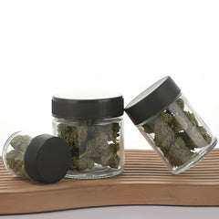 3oz Clear Glass Straight-Wall Wide-Mouth Jar with Child-Resistant Screw Lid