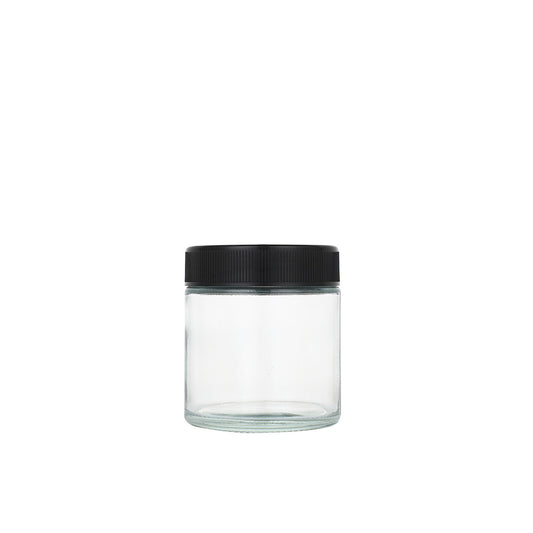 3oz Clear Glass Straight-Wall Wide-Mouth Jar with Child-Resistant Screw Lid