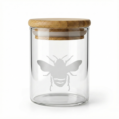 10oz Glass Storage Jar with Wooden Lid – Custom Logo Print or Etched Lid