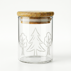 10oz Glass Storage Jar with Wooden Lid – Custom Logo Print or Etched Lid