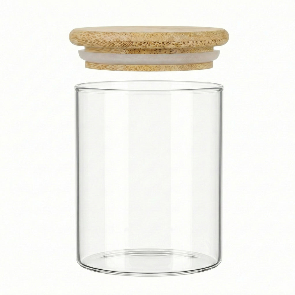 15oz Clear Glass Jar with Wood Lid – Custom Branding Available