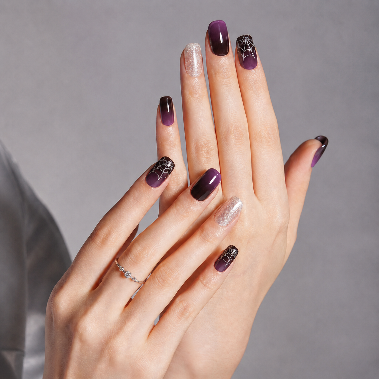 Semi-Cured Gel Nail Wraps - Midnight Web Glow🕸️💜