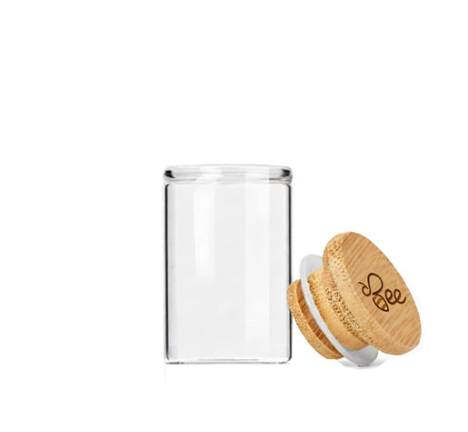Custom Engraved Glass Storage Jar with Natural Wooden Lid – Multiple Sizes Available