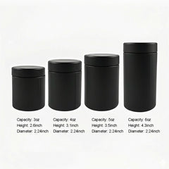 3oz/4oz/5oz/6oz Frosted Matte Black Glass Straight-Wall Wide-Mouth Jar with Lid