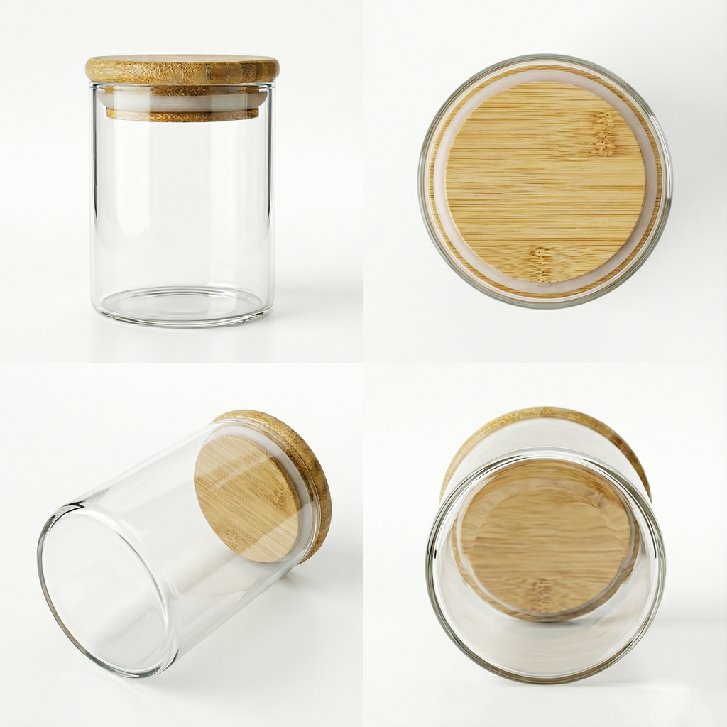 15oz Clear Glass Jar with Wood Lid – Custom Branding Available