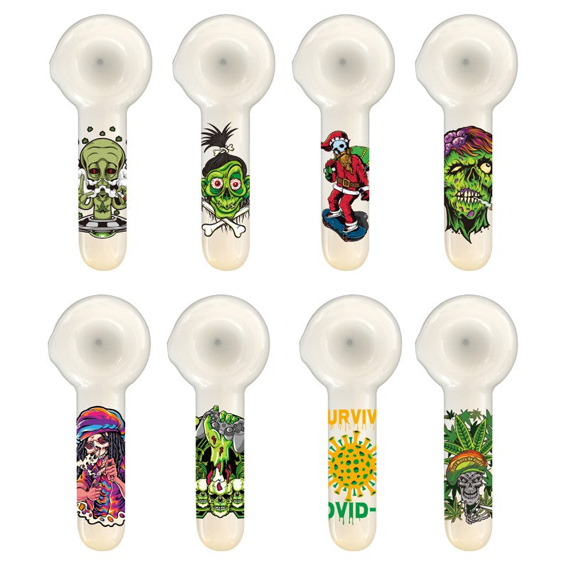 Custom Printed 5 Inch Glass Hand Pipe – Small Spoon-Style Pipe