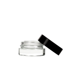 5ml Empty Glass Jars with Black Lid, Clear Airtight Container for Cosmetics, Lotion, Cream, Samples, Wax