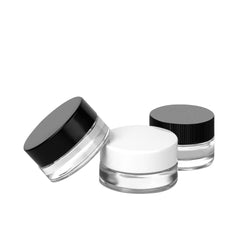 5ml Clear Thick Wall Jars w/ Black Smooth Plastic Lined Caps