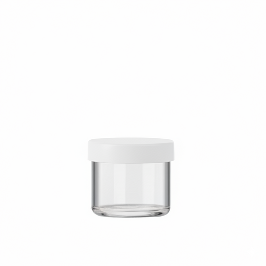 6ml/1g Wide Mouth Glass Concentrate Container w/ White Silicone Cap