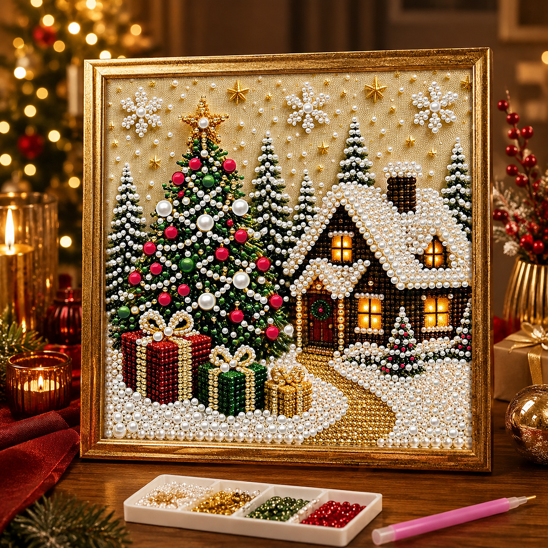 Pearl Painting Kit | Winter Gift with Frame 20x20cm