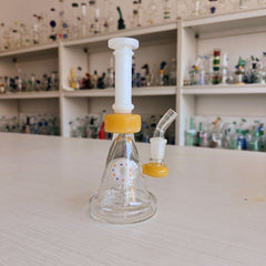 CUSTOM | 8 Inch Color-Block Donut Perc Beaker Glass Bong