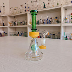 CUSTOM | 8 Inch Color-Block Donut Perc Beaker Glass Bong