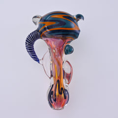 CUSTOM | 5" Glass Spoon Pipe for Dry Herb Layered Cane Glasswork