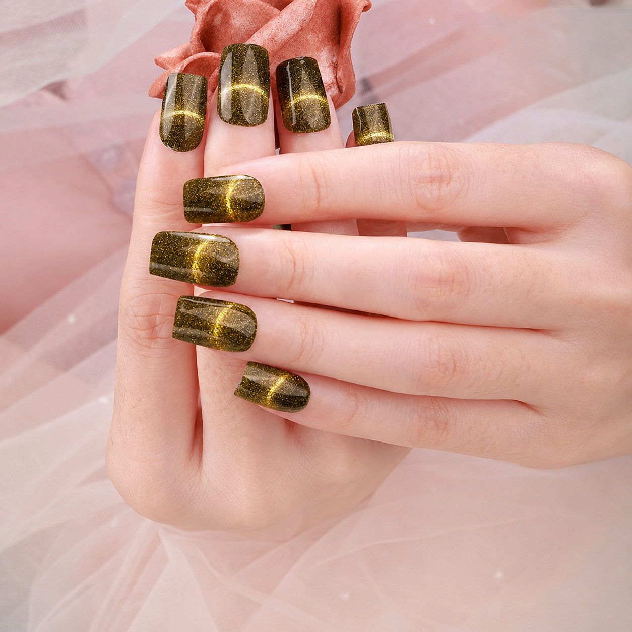 Semi-Cured Gel Nail Wraps - Light-Chasing Cat Eye💡✨