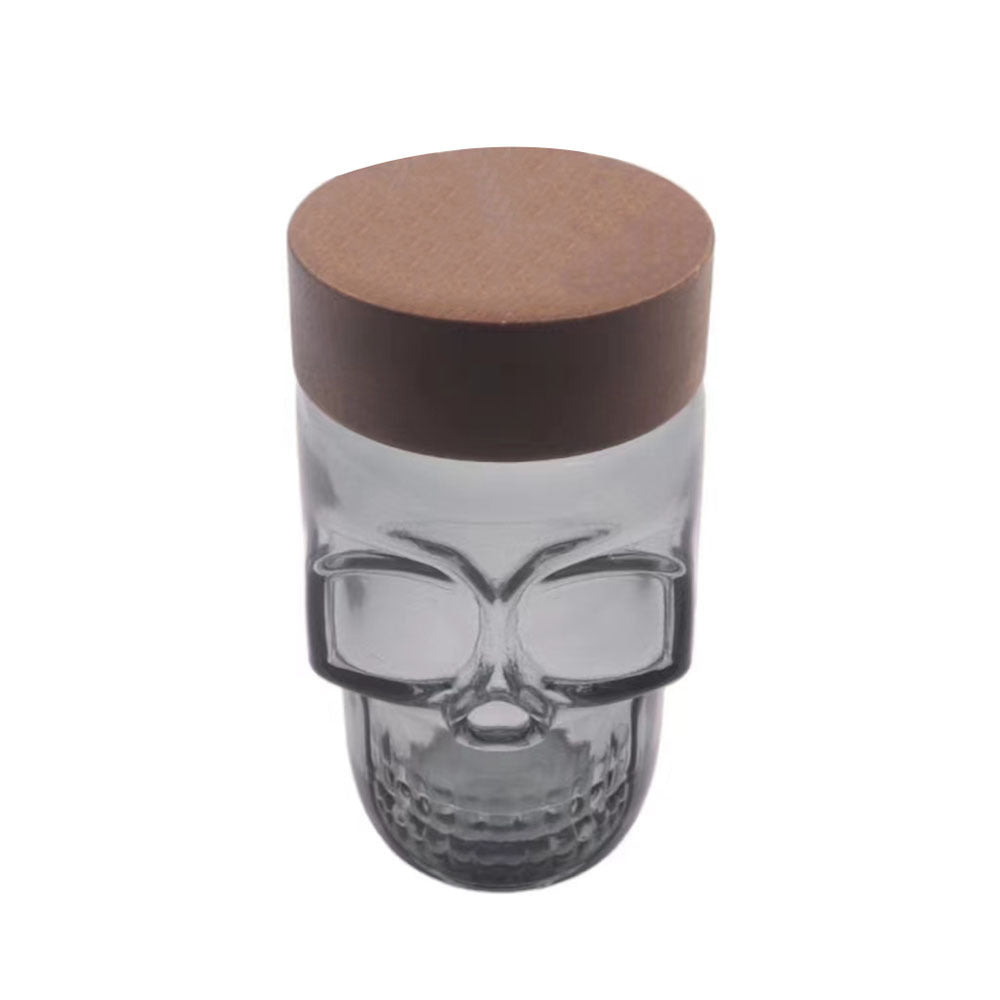 Colorful Transparent Skull-shaped Wood lid Airtight Jar