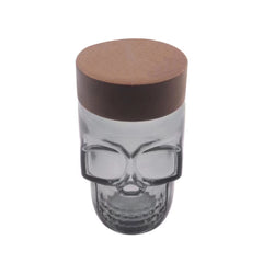 Colorful Transparent Skull-shaped Wood lid Airtight Jar