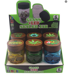 Colorful Transparent Skull-shaped Wood lid Airtight Jar