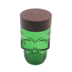 Colorful Transparent Skull-shaped Wood lid Airtight Jar