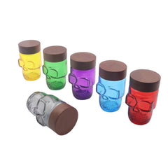 Colorful Transparent Skull-shaped Wood lid Airtight Jar
