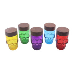 Colorful Transparent Skull-shaped Wood lid Airtight Jar