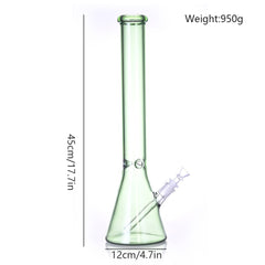 CUSTOM | 45cm/17.7 Inch Transparent Green Glass Water Pipe - Bubbler