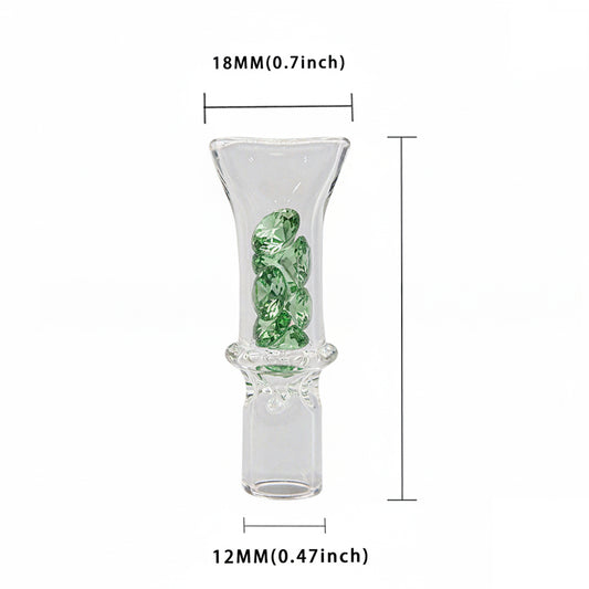 Colored Diamond Glass Cigarette Holder Glass Filter Tips (12mmx50mm H)