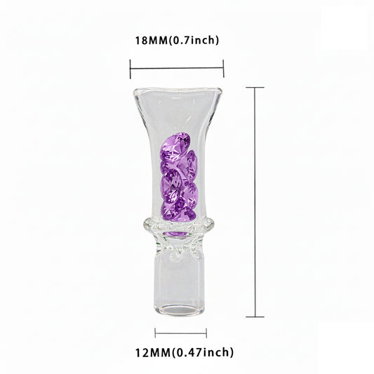 Colored Diamond Glass Cigarette Holder Glass Filter Tips (12mmx50mm H)