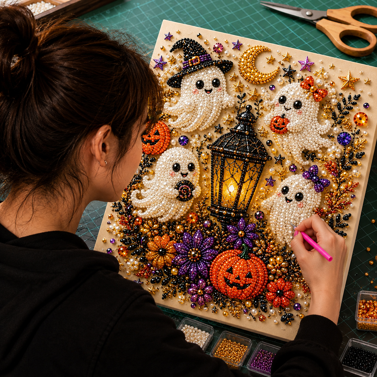 Pearl Painting Kit | Halloween with Frame 20x20cm