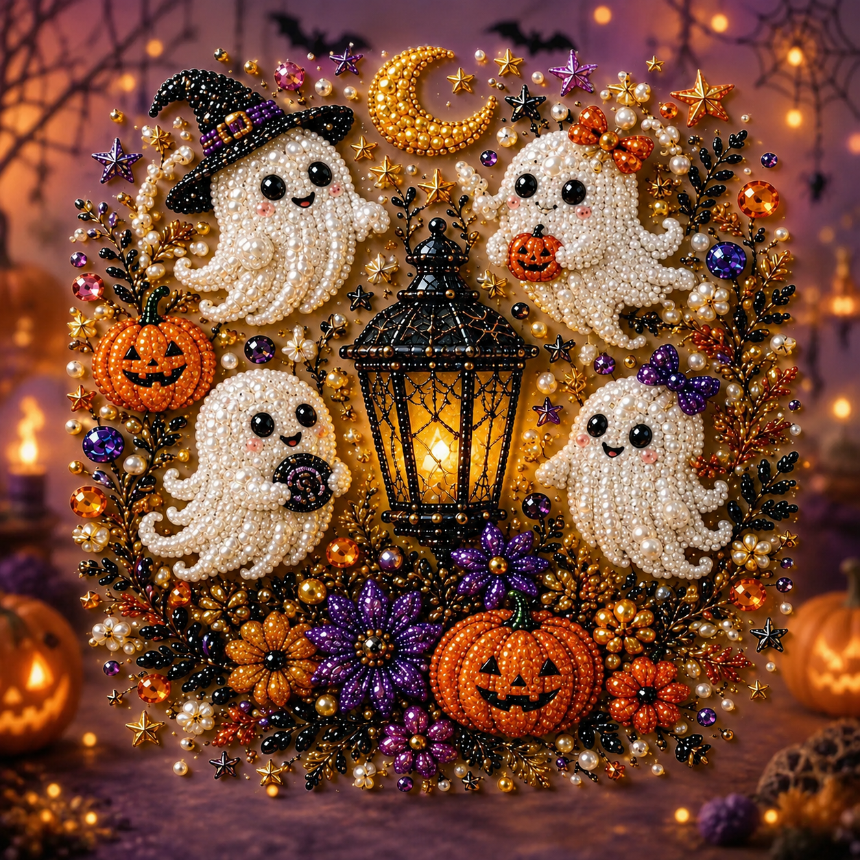 Pearl Painting Kit | Halloween with Frame 20x20cm