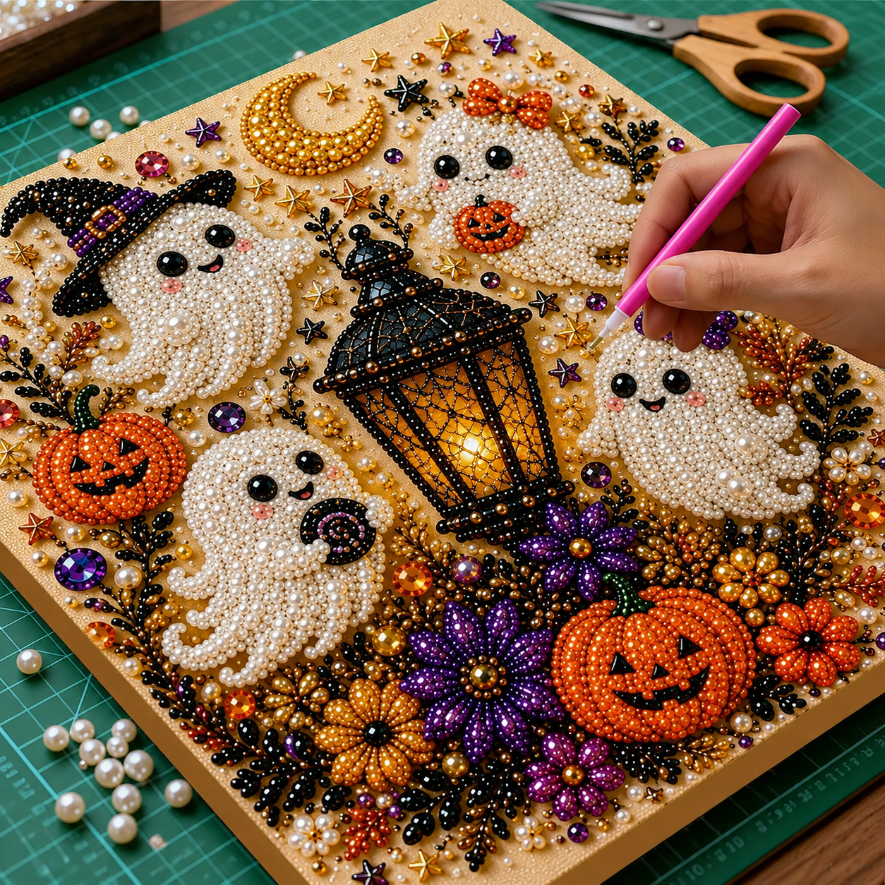 Pearl Painting Kit | Halloween with Frame 20x20cm