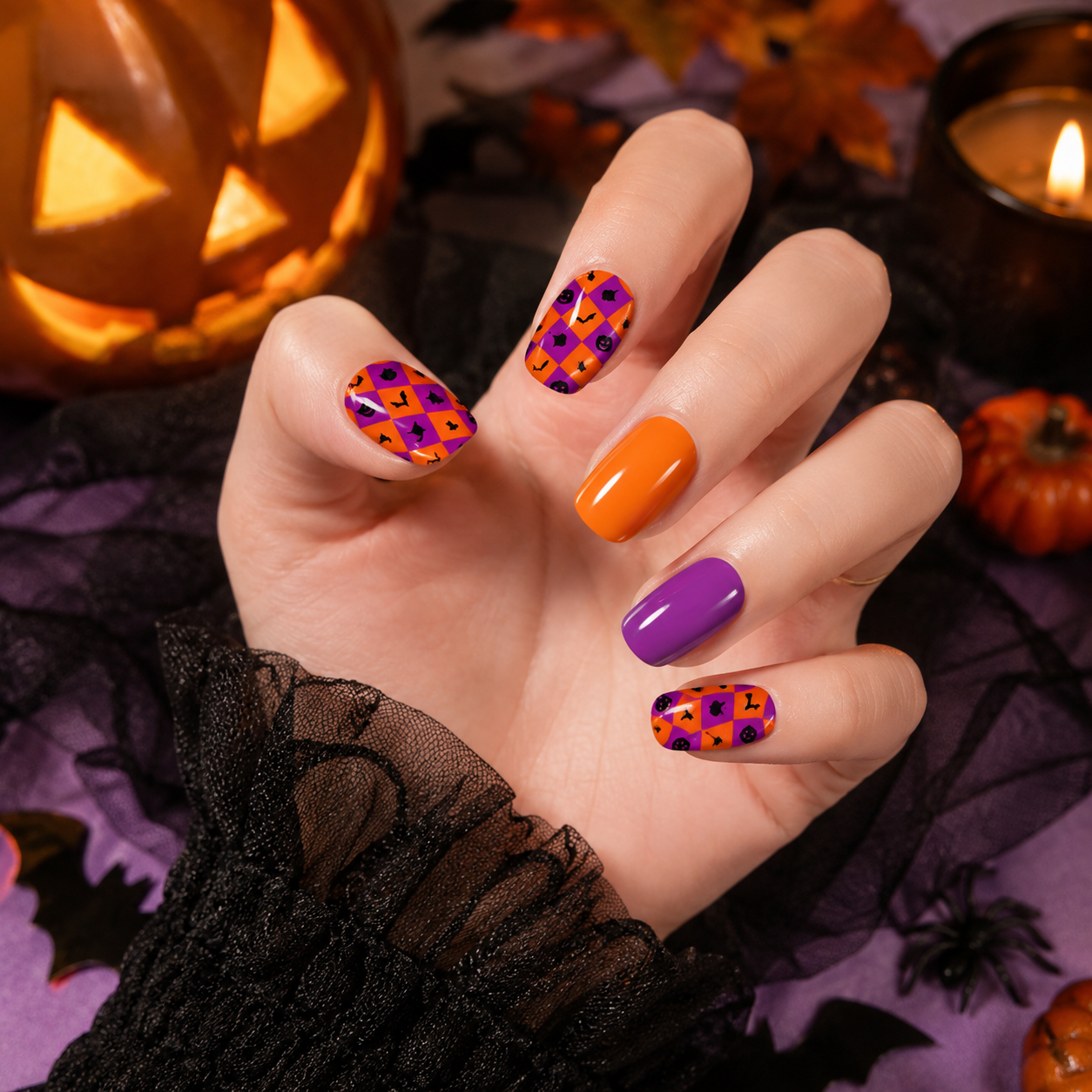 Semi-Cured Gel Nails - Halloween Purple Series👻💜