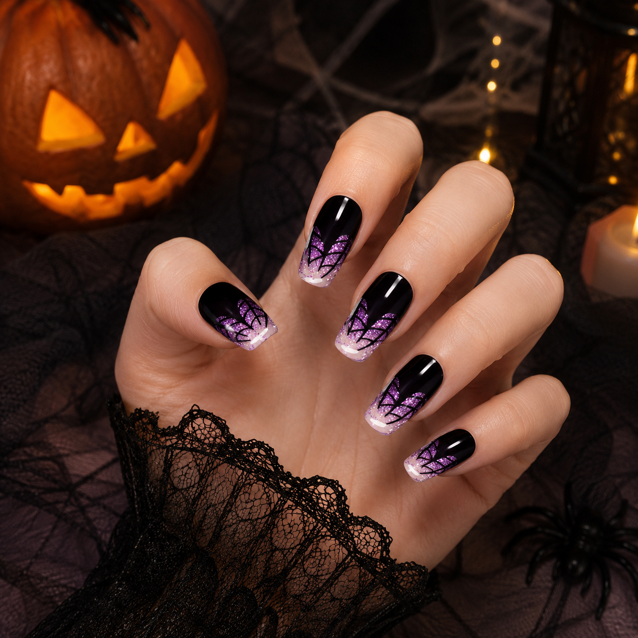 Semi-Cured Gel Nails - Halloween Purple Series👻💜